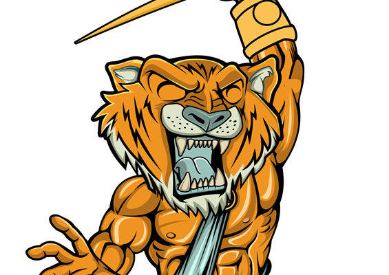 老虎闪电纹样裁片印花，时尚潮流服装印花素材