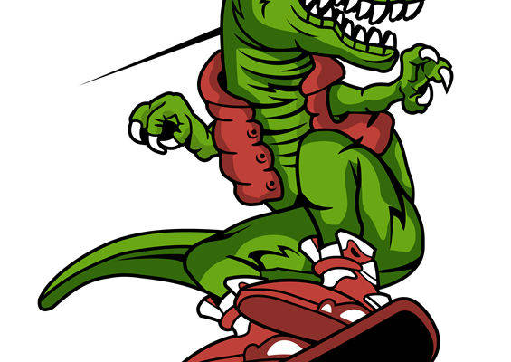 恐龙滑板图案裁片印花设计，时尚个性服装印花素材