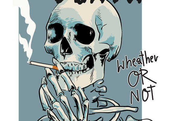 骷髅抽烟图案服装印花裁片设计