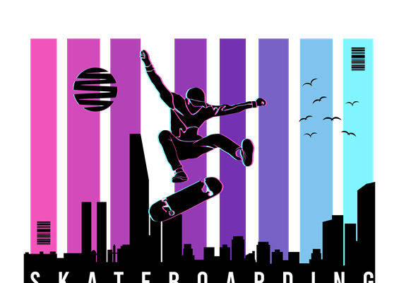 酷炫滑板少年图案：服装印花裁片设计灵感