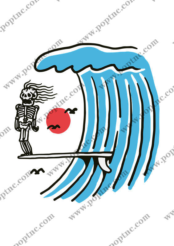 骷髅冲浪者:创意服装印花素材