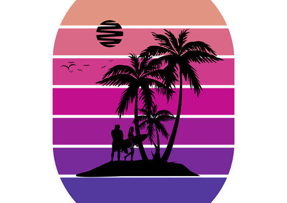 夏日海滩风情服装印花裁片设计