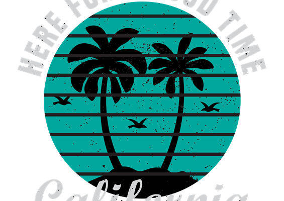 棕榈树与海鸥的夏日风情服装印花