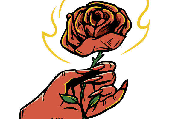 燃烧玫瑰花型裁片印花，打造个性服装