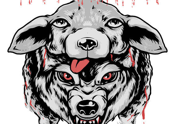 狂野狼头裁片印花：个性服装印花设计