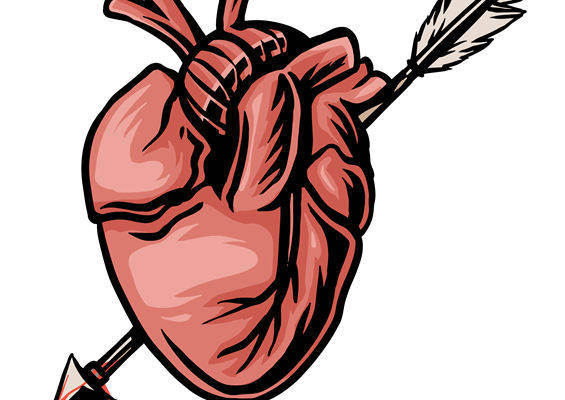 心形箭矢纹样服装印花裁片设计