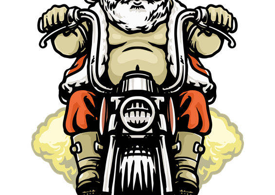 圣诞老人骑摩托车裁片印花，个性服装印花设计灵感