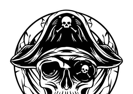 骷髅海盗帽图案裁片印花，打造个性服装