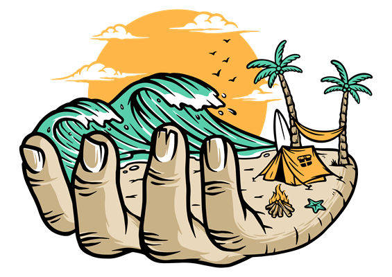 海滩度假风手绘印花图案，打造个性服装