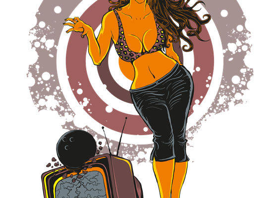 复古电视与性感美女图案：服装印花裁片设计灵感