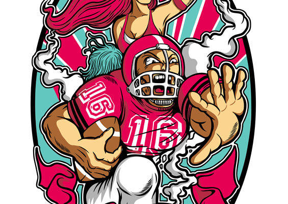 复古足球女孩图案裁片印花，打造个性服装