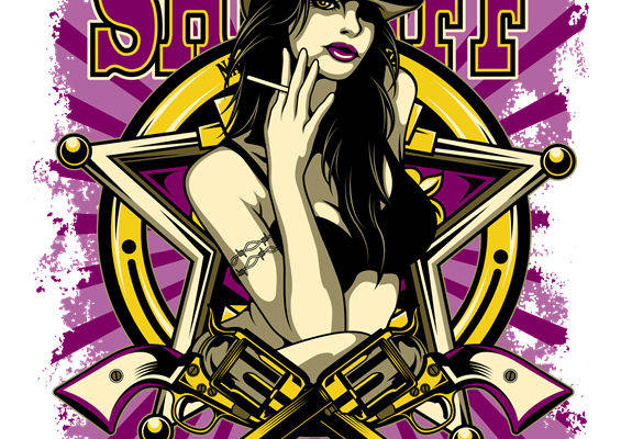 复古西部女警徽章印花裁片，服装印花新选择