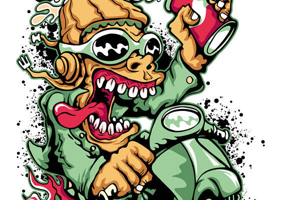 裁片印花：个性街头风鬼怪图案服装印花