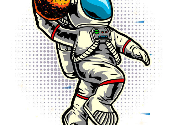 太空宇航员与陨石印花：创意服装印花素材