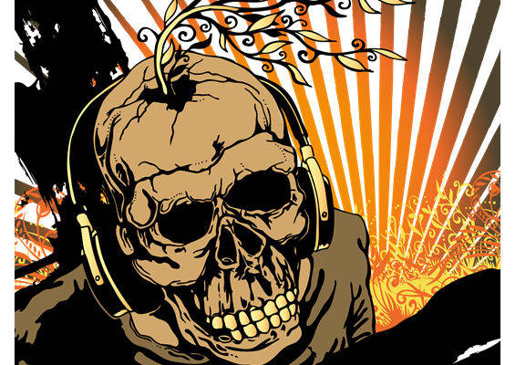 骷髅头花型裁片印花：独特个性服装印花设计