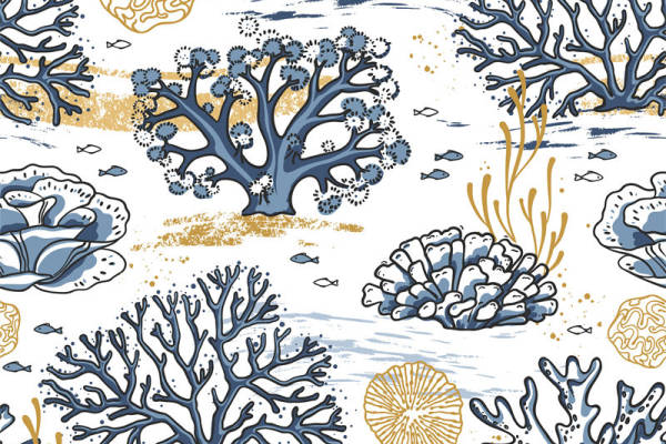 海洋珊瑚图案面料印花，打造个性时尚服装