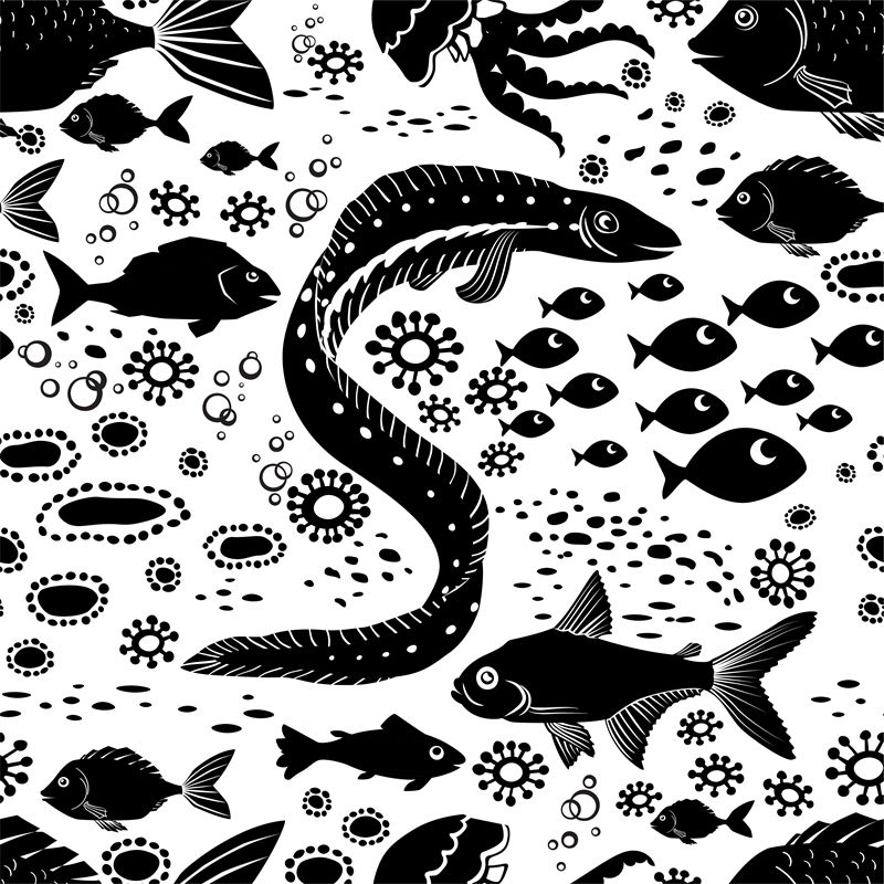 海洋生物图案面料印花，打造个性服装