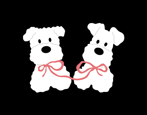 卡通小狗图案两只狗印花素材可爱卡通动物