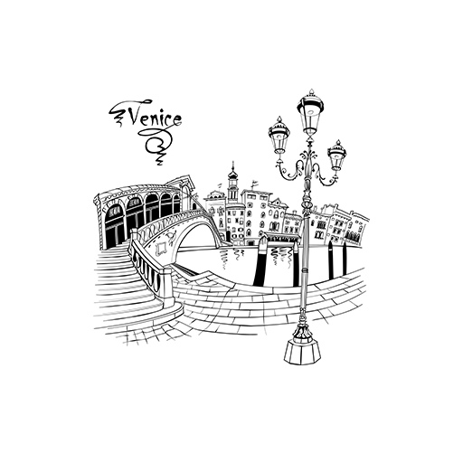 卡通建筑图案手绘建筑印花素材