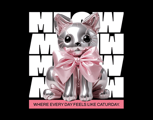 卡通猫咪头像手绘气球猫印花素材