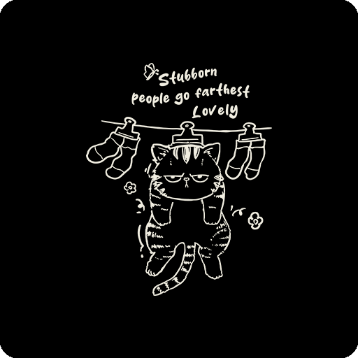 卡通猫头像手绘猫手写英文字母图案晾衣服的猫