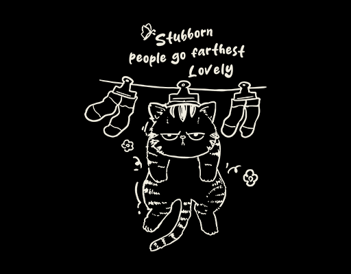 卡通猫头像手绘猫手写英文字母图案晾衣服的猫