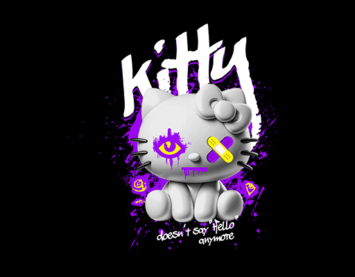 卡通hello kitty图案涂鸦卡通立体公仔图案