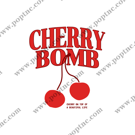 卡通英文字母图案樱桃图案女装印花素材