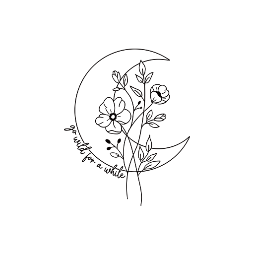 手绘花朵图案鲜花图案月亮鲜花