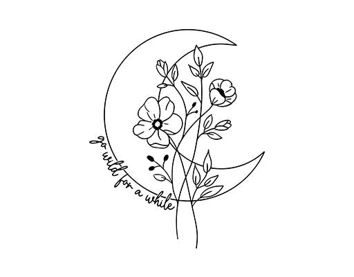 手绘花朵图案鲜花图案月亮鲜花