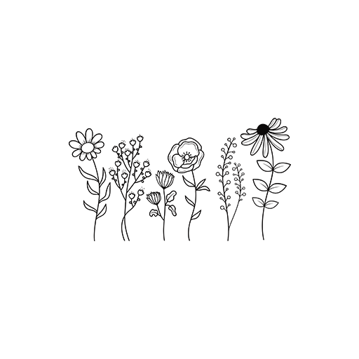 卡通花朵图案手绘花朵女装印花素材鲜花线稿图案