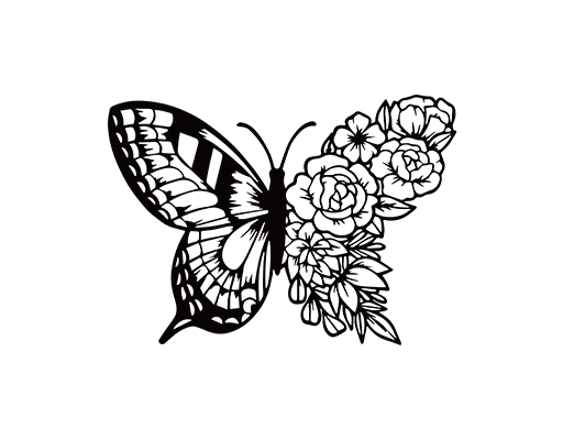 卡通蝴蝶图案手绘蝴蝶鲜花蝴蝶印花素材