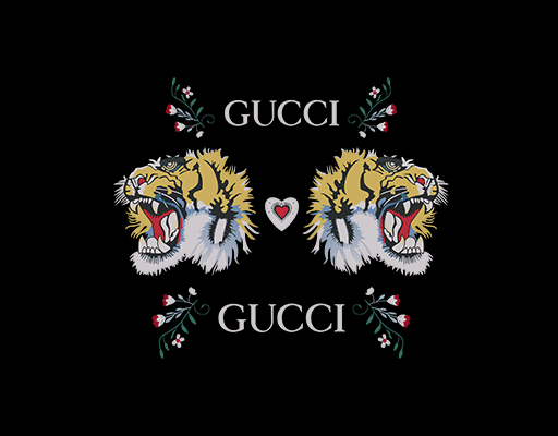 卡通老虎头像古驰印花素材彩色虎头