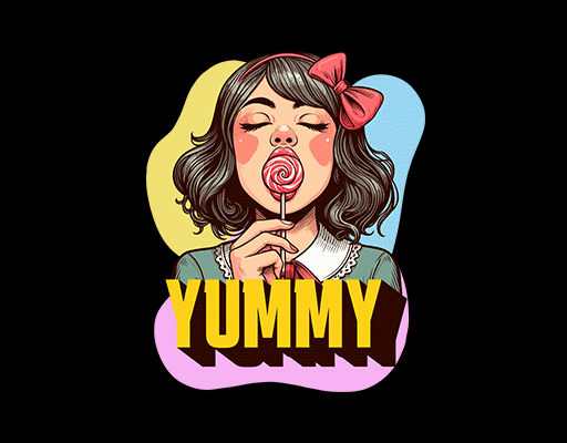 吃棒棒糖的女孩头像彩色女孩头像女装印花素材