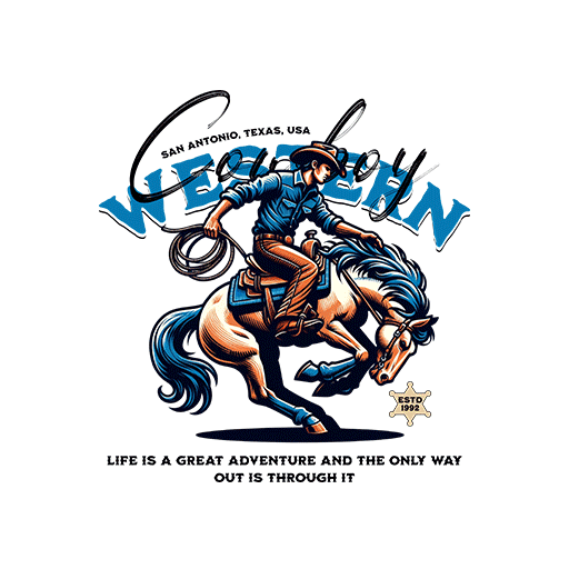 卡通骑马人物卡通牛仔图案手写英文字母