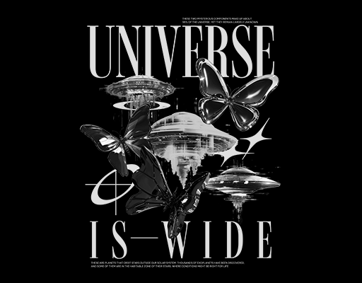 卡通英文字母图案蝴蝶图案飞船金属蝴蝶印花素材