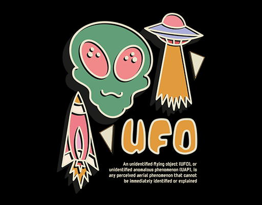 卡通外星人头像卡通飞船图案UFO印花素材