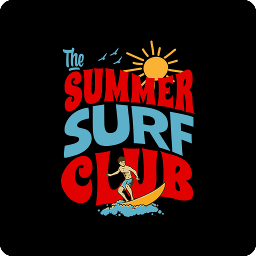 卡通英文字母图案冲浪人物图案