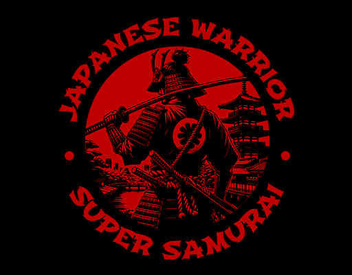 卡通武士背影图案人物背影圆形图案卡通男人