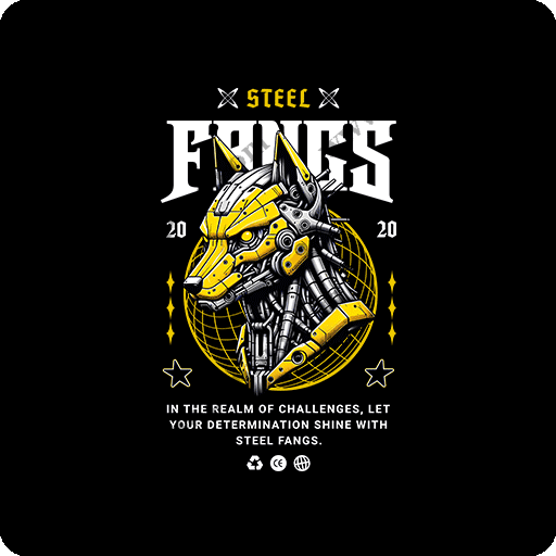 卡通狼头图案手绘机器狗机器人图案