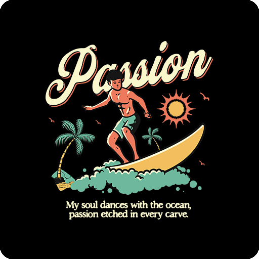 冲浪人物图案卡通英文字母图案