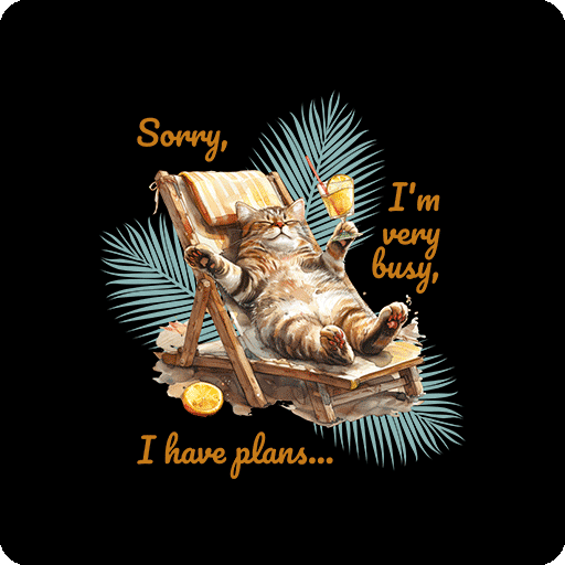 卡通猫咪图案手绘猫树叶图案