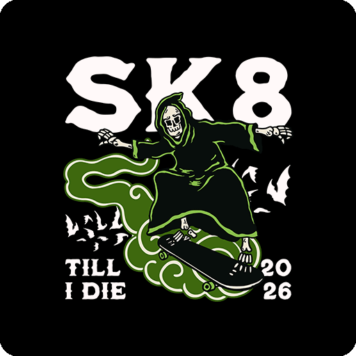 卡通骷髅图案滑板骷髅头图案