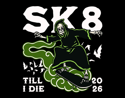 卡通骷髅图案滑板骷髅头图案