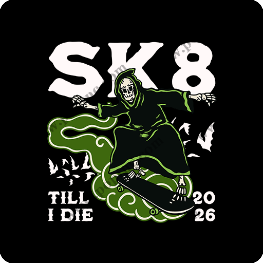 卡通骷髅图案滑板骷髅头图案