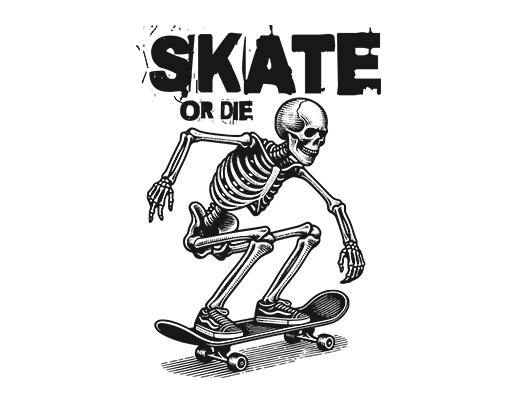 滑板骷髅头图案涂鸦英文字母图案