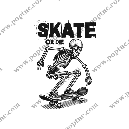 滑板骷髅头图案涂鸦英文字母图案