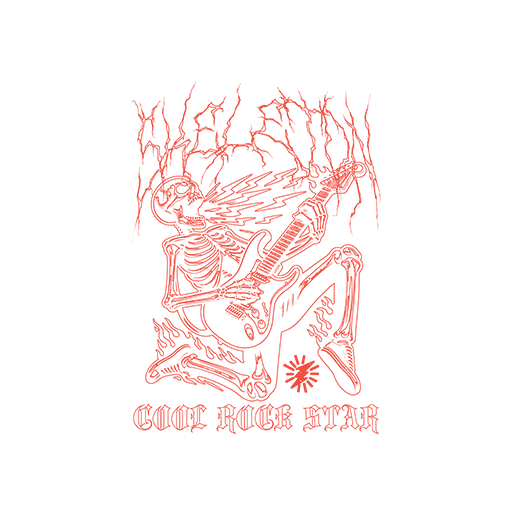 卡通骷髅头图案弹吉他的骷髅图案闪电英文字母图案