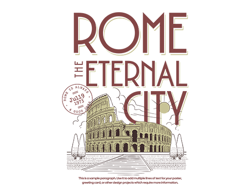 卡通建筑图案罗马建筑印花素材卡通破碎建筑