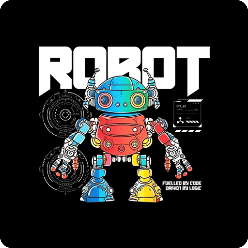 卡通机器人图案手绘机器人卡通英文字母图案